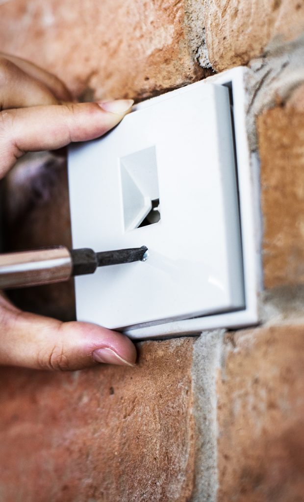 Closeup of switch installation